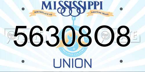 56308O8 Mississippi License Plate