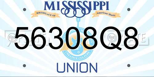 56308Q8 Mississippi License Plate