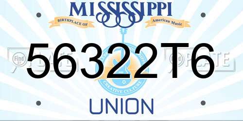 56322T6 Mississippi License Plate