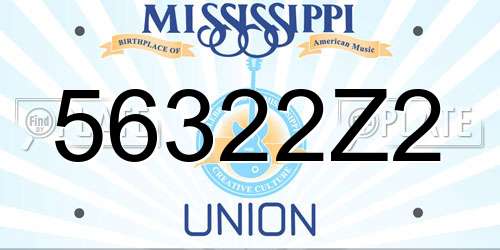 56322Z2 Mississippi License Plate