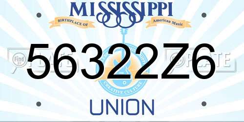 56322Z6 Mississippi License Plate