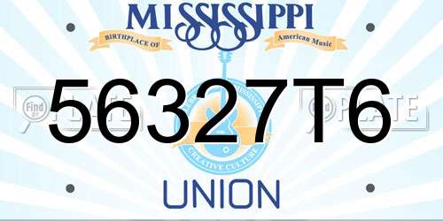 56327T6 Mississippi License Plate