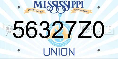 56327Z0 Mississippi License Plate