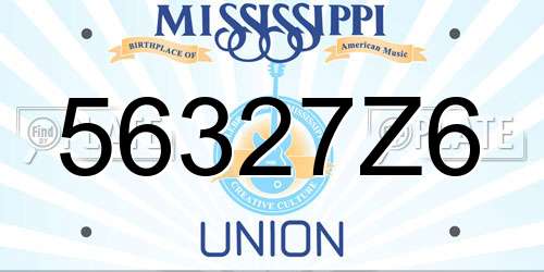 56327Z6 Mississippi License Plate