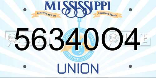 56340O4 Mississippi License Plate