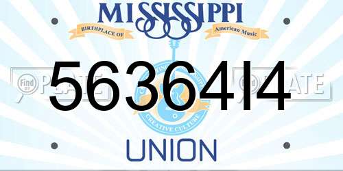 56364I4 Mississippi License Plate