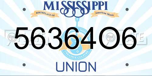 56364O6 Mississippi License Plate