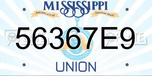 56367E9 Mississippi License Plate