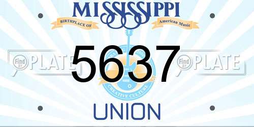 5637 Mississippi License Plate