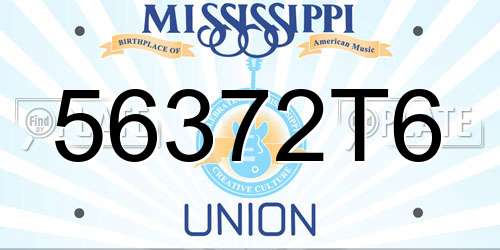 56372T6 Mississippi License Plate