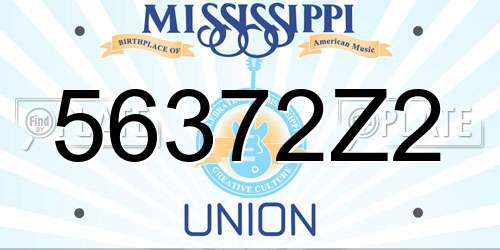 56372Z2 Mississippi License Plate