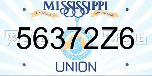 56372Z6 Mississippi License Plate