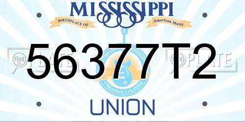 56377T2 Mississippi License Plate