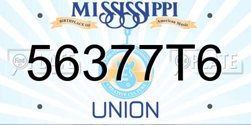 56377T6 Mississippi License Plate
