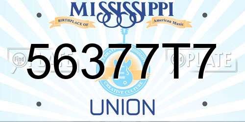 56377T7 Mississippi License Plate