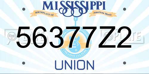 56377Z2 Mississippi License Plate