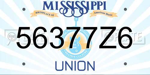 56377Z6 Mississippi License Plate