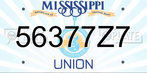 56377Z7 Mississippi License Plate