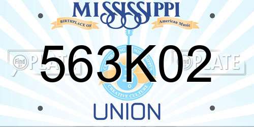 563K02 Mississippi License Plate