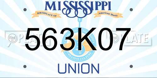 563K07 Mississippi License Plate