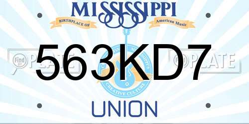 563KD7 Mississippi License Plate