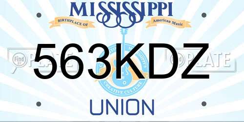 563KDZ Mississippi License Plate