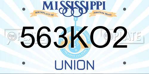 563KO2 Mississippi License Plate