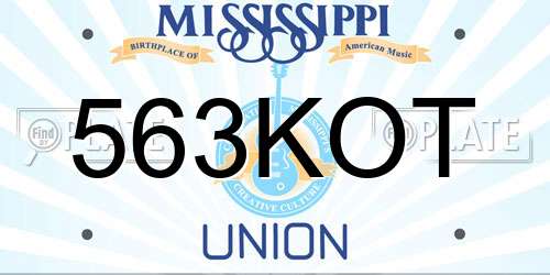 563KOT Mississippi License Plate