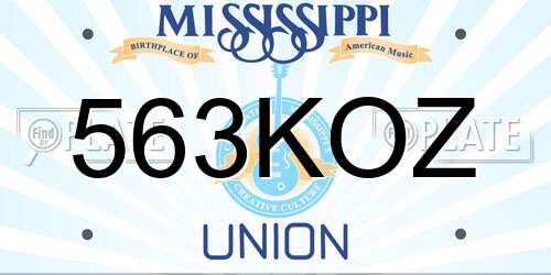 563KOZ Mississippi License Plate