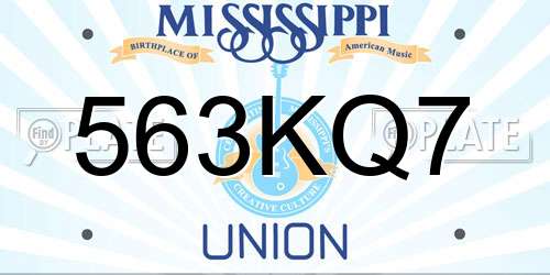 563KQ7 Mississippi License Plate