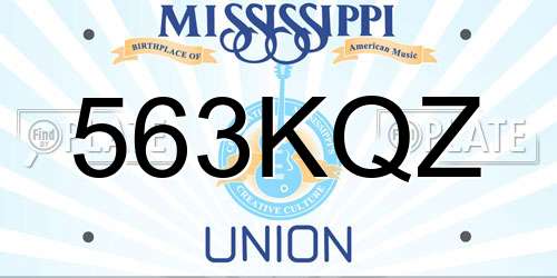 563KQZ Mississippi License Plate