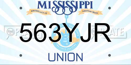 563YJR Mississippi License Plate