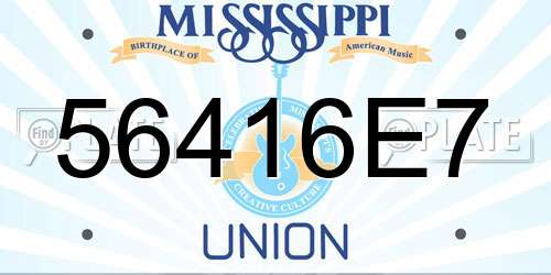56416E7 Mississippi License Plate