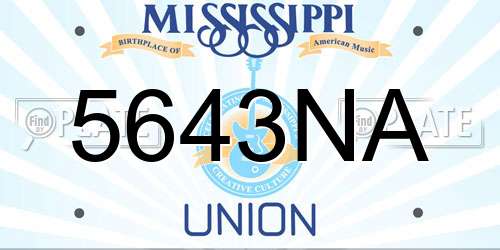 5643NA Mississippi License Plate