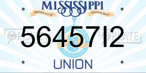 56457I2 Mississippi License Plate