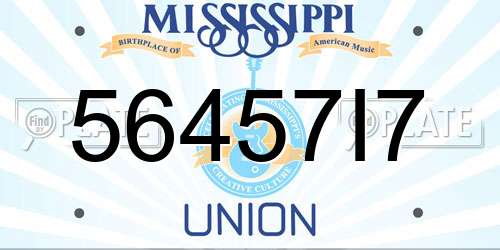 56457I7 Mississippi License Plate