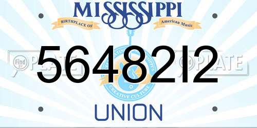 56482I2 Mississippi License Plate