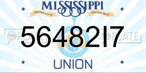 56482I7 Mississippi License Plate