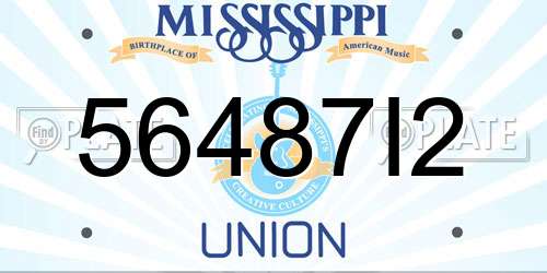 56487I2 Mississippi License Plate