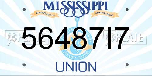 56487I7 Mississippi License Plate