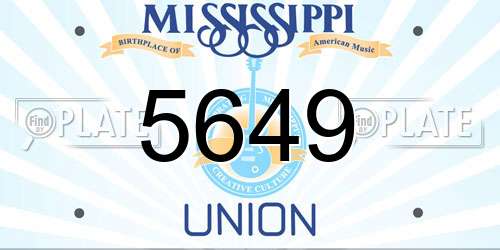 5649 Mississippi License Plate