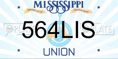 564LIS Mississippi License Plate