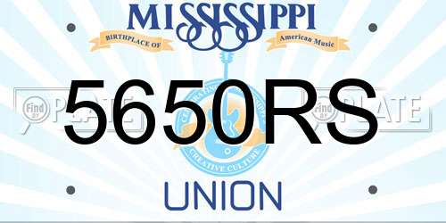 5650RS Mississippi License Plate