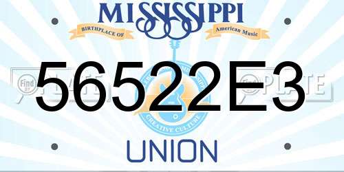 56522E3 Mississippi License Plate