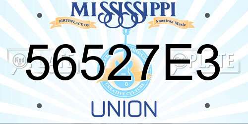56527E3 Mississippi License Plate