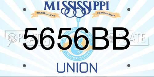 5656BB Mississippi License Plate