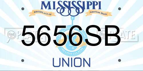 5656SB Mississippi License Plate