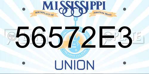 56572E3 Mississippi License Plate