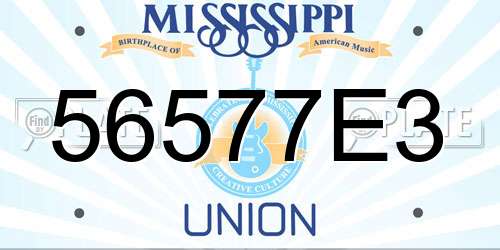 56577E3 Mississippi License Plate