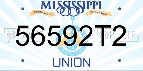 56592T2 Mississippi License Plate